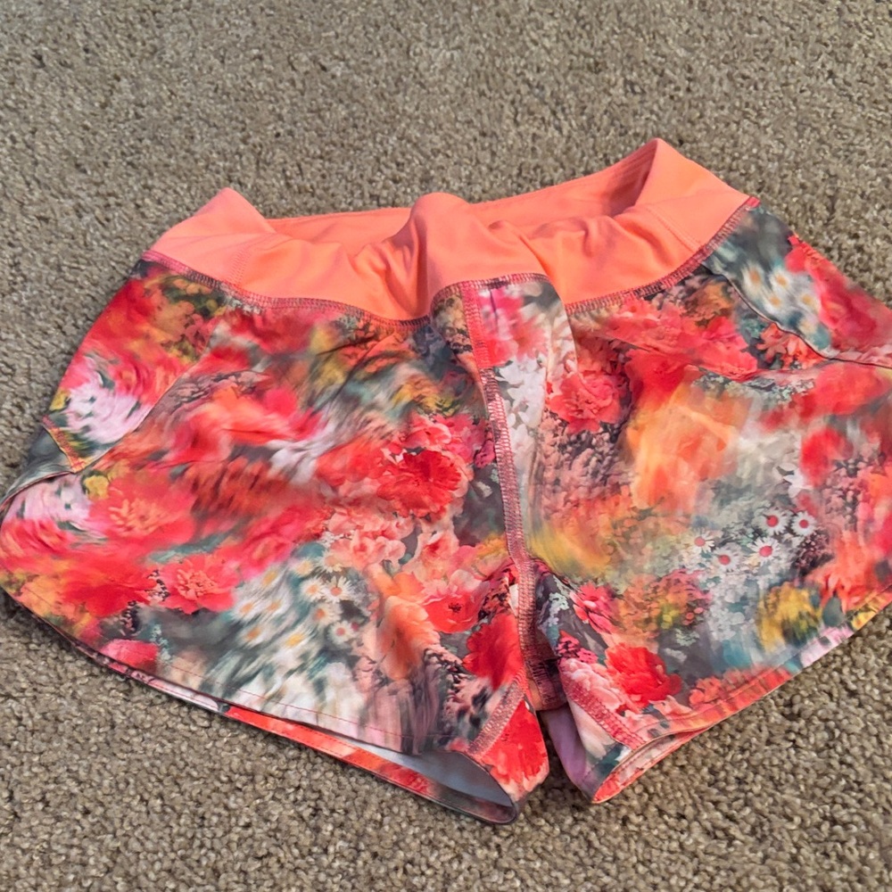 Athleta Girls Run the World 3” Multicolor Floral Athletic Shorts M8-10